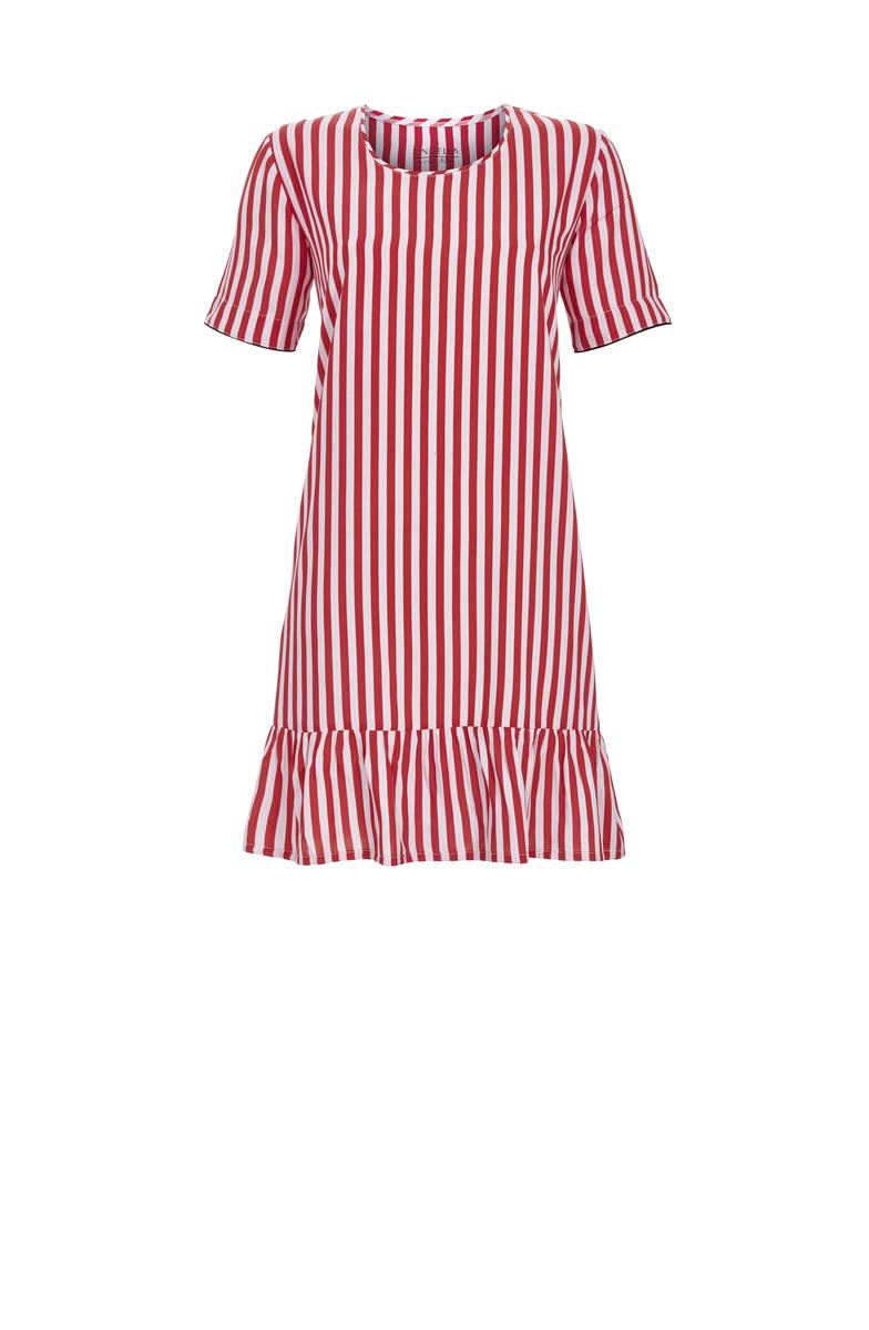 Kleid aus feiner Webware – Streifen Rot/Creme