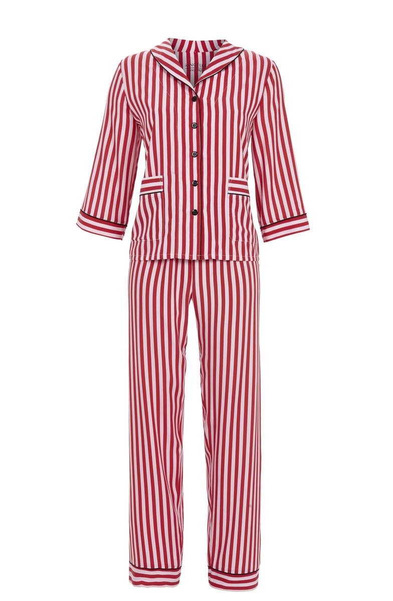 Pyjama aus feiner Webware – Streifen Rot/Creme