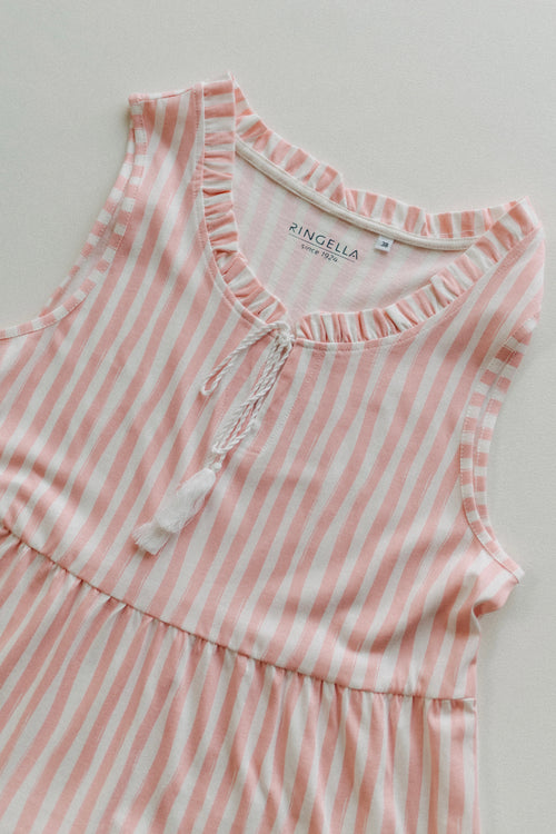 Kleid gestreift im Stufenlook – Rosa/Creme