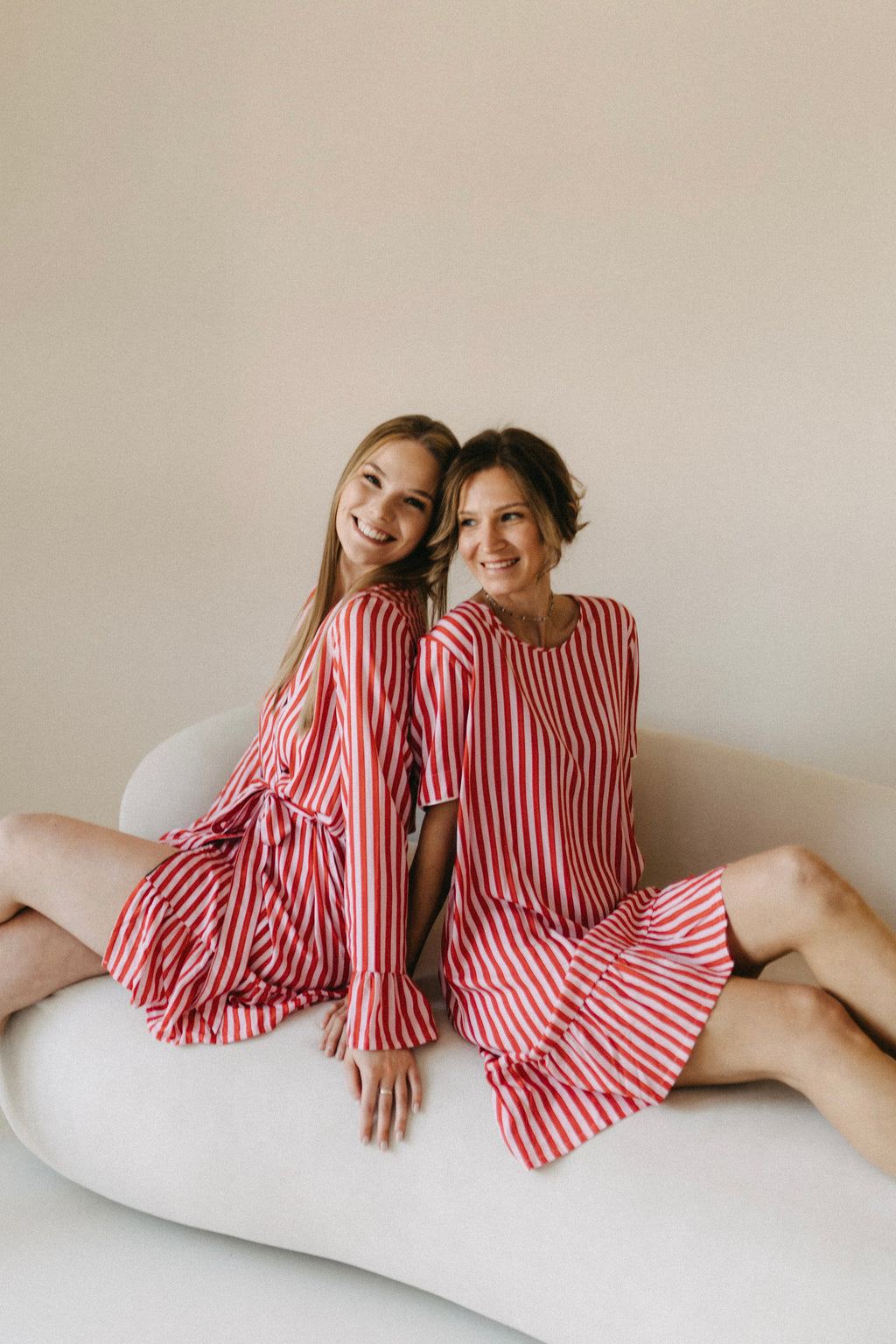 Kleid aus feiner Webware – Streifen Rot/Creme